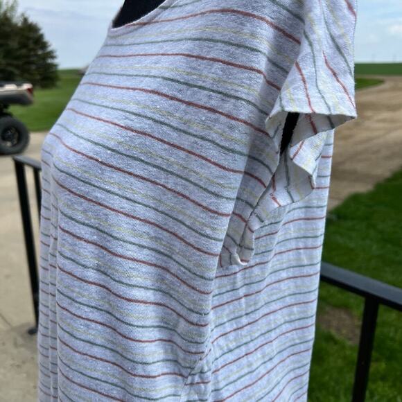 Cynthia Rowley Women’s size M, linen top multicolor stripe round neckline - Picture 3 of 5
